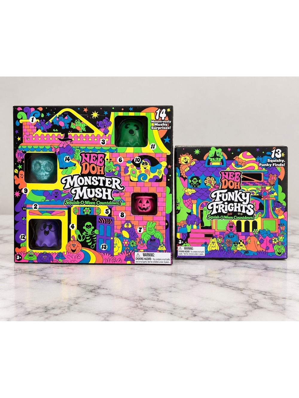 NeeDoh Monster Mush & Funky Frights Squish-O-Ween Halloween Calendar Bundle